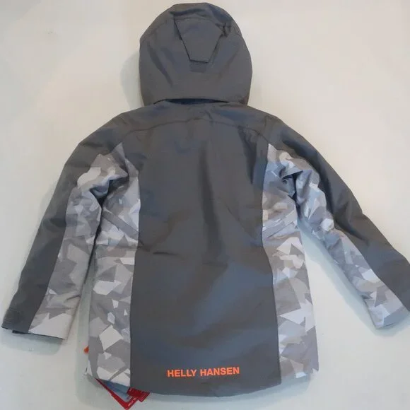 NWT Boys Helly Hansen (Item-58) Grey Neon Camo Sky/High Snowboard Ski Jacket 8